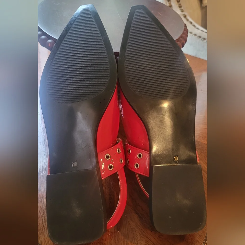 Steve Madden Graya Red Patent Flats with Strap Size, 10